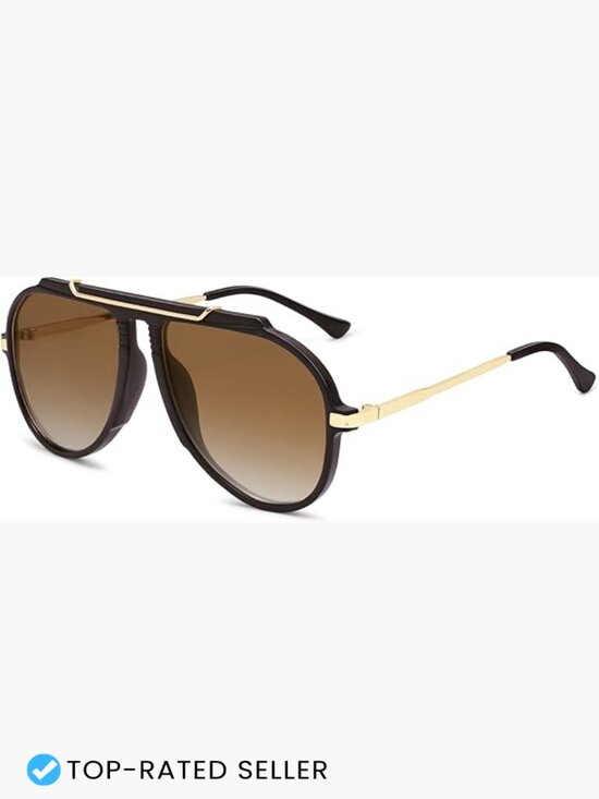 Retro Oversized Aviator Sunglasses Square Frame UV400 Protection Trendy Vintage main image 7